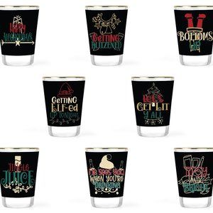 Christmas Quote Shot Glasses - Christmas Barware - Christmas Party Gifts - Funny